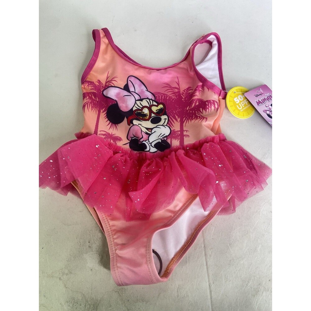 Disney Minnie Mouse One Piece Pink Tutu Swim Swimsuit Swimwear Toddler Girls 2T